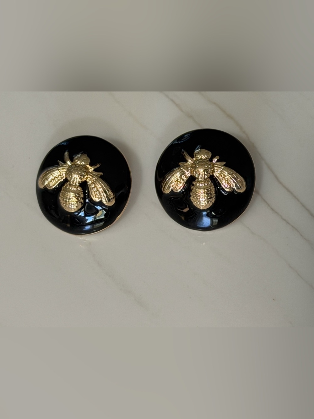 Black and Gold Bee earrings